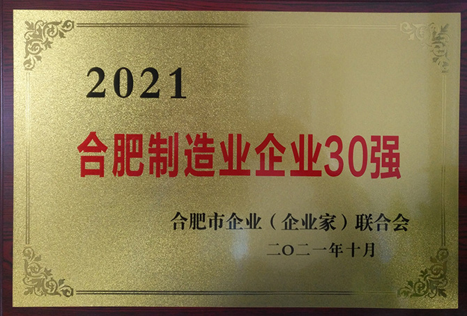 2021年合肥制造業企業30強